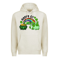 Oatmeal Heather Happy Go Lucky Rainbow Shamrocks And Pot Of Gold Premium Hoodie - RanaPortraitStore