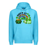 Ocean Blue Happy Go Lucky Rainbow Shamrocks And Pot Of Gold Premium Hoodie - RanaPortraitStore