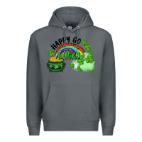 Rock Happy Go Lucky Rainbow Shamrocks And Pot Of Gold Premium Hoodie - RanaPortraitStore