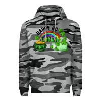 Slate Camo Happy Go Lucky Rainbow Shamrocks And Pot Of Gold Premium Hoodie - RanaPortraitStore