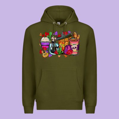 Day Of The Dead Coffee Cups Premium Hoodie Designed By Zillion Design Studio