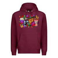 Burgundy day of the dead coffee cups Premium Hoodie - Zillion Design Studio
