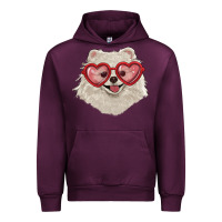 Mauve Wine white pomeranian with love glasses Urban Hoodie - RanaPortraitStore