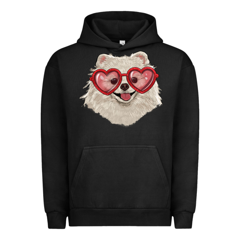 White Pomeranian With Love Glasses Urban Hoodie by RanaPortraitStore | Teevron