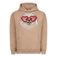 Pigment Burro white pomeranian with love glasses Urban Hoodie - RanaPortraitStore