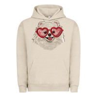 Pigment French Oak white pomeranian with love glasses Urban Hoodie - RanaPortraitStore