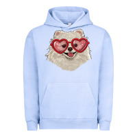 Pigment Grape Ice white pomeranian with love glasses Urban Hoodie - RanaPortraitStore