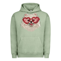 Pigment Oil Green white pomeranian with love glasses Urban Hoodie - RanaPortraitStore