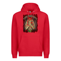 Red Happy Horrordays Premium Hoodie - RanaPortraitStore