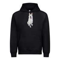 Black Hand Drawing White Shepherd Urban Hoodie - RanaPortraitStore