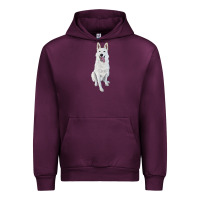 Mauve Wine Hand Drawing White Shepherd Urban Hoodie - RanaPortraitStore