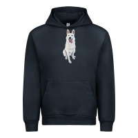 Navy Hand Drawing White Shepherd Urban Hoodie - RanaPortraitStore