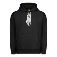 Pigment Black Hand Drawing White Shepherd Urban Hoodie - RanaPortraitStore