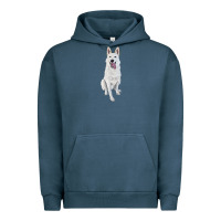 Pigment Midnight Navy Hand Drawing White Shepherd Urban Hoodie - RanaPortraitStore