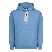 Pigment Pebble Blue Hand Drawing White Shepherd Urban Hoodie - RanaPortraitStore