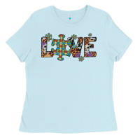 Baby Blue love autism awareness leopard cowhide Ladies Tee - Artiststas