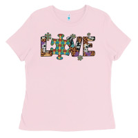 Bubblegum Pink love autism awareness leopard cowhide Ladies Tee - Artiststas