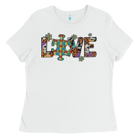 White love autism awareness leopard cowhide Ladies Tee - Artiststas