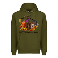Army Green Happy howl o ween Premium Hoodie - RanaPortraitStore