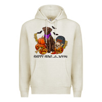 Oatmeal Heather Happy howl o ween Premium Hoodie - RanaPortraitStore