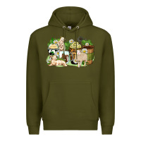 Army Green sheep coffee cups Premium Hoodie - Zillion Design Studio
