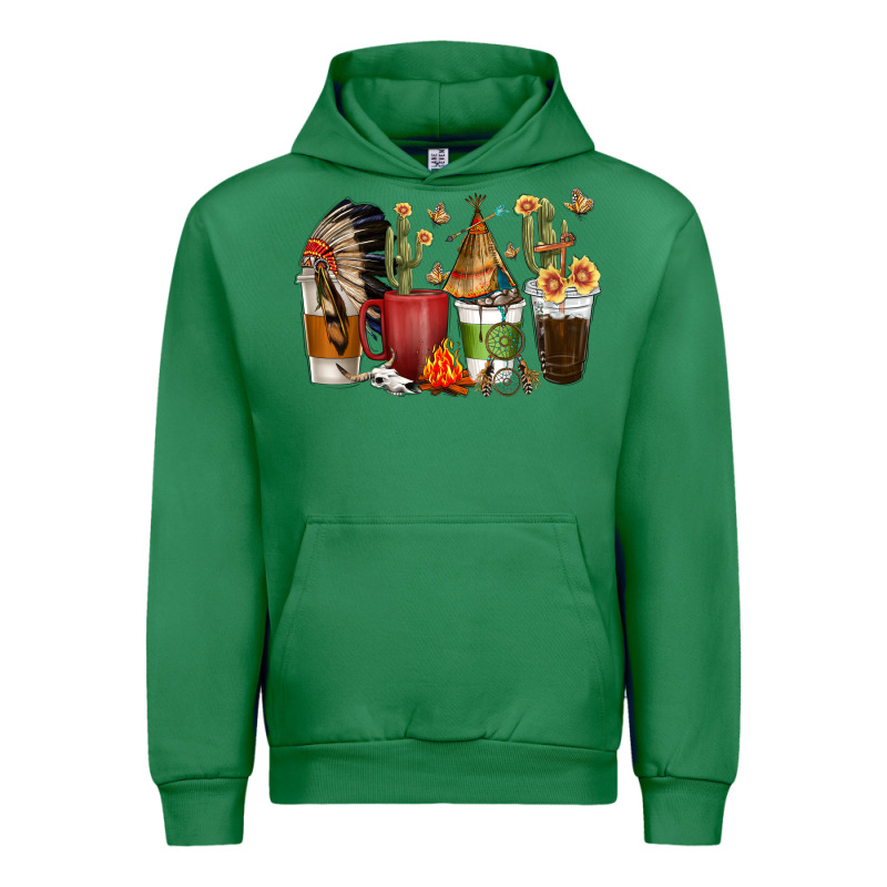 Coffee Cups Indian Headdress Urban Hoodie by texasbilliewilder | Teevron