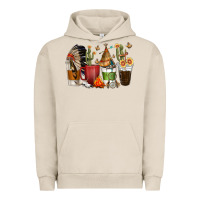 Pigment French Oak coffee cups indian headdress Urban Hoodie - texasbilliewilder