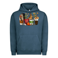 Pigment Midnight Navy coffee cups indian headdress Urban Hoodie - texasbilliewilder