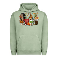 Pigment Oil Green coffee cups indian headdress Urban Hoodie - texasbilliewilder