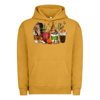 Pigment Peanut Butter coffee cups indian headdress Urban Hoodie - texasbilliewilder