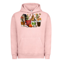 Pigment Salmon coffee cups indian headdress Urban Hoodie - texasbilliewilder