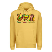 Antique Gold peace love juneteenth Premium Hoodie - texasbilliewilder