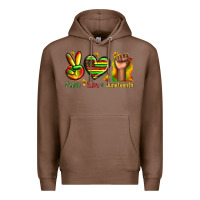 Chestnut peace love juneteenth Premium Hoodie - texasbilliewilder