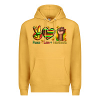 Mustard peace love juneteenth Premium Hoodie - texasbilliewilder