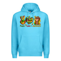 Ocean Blue peace love juneteenth Premium Hoodie - texasbilliewilder
