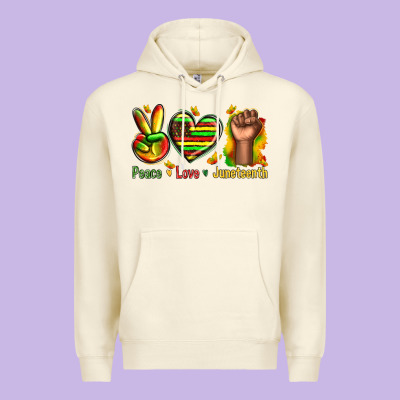 Peace Love Juneteenth Premium Hoodie Designed By Texasbilliewilder