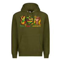 Army Green peace love juneteenth Premium Hoodie - texasbilliewilder