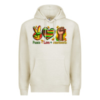 Oatmeal Heather peace love juneteenth Premium Hoodie - texasbilliewilder