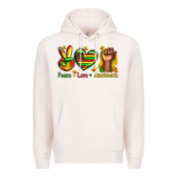 Pale Pink peace love juneteenth Premium Hoodie - texasbilliewilder