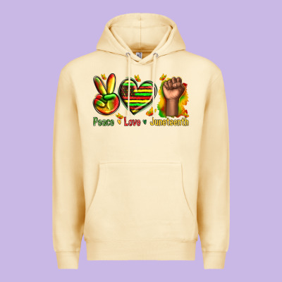 Peace Love Juneteenth Premium Hoodie Designed By Texasbilliewilder