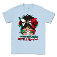 Dusty Blue Mexicana Messy Bun Mama Classic Tee - BundleAndBundleShop