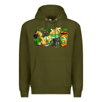 Army Green monkey coffee cups Premium Hoodie - Zillion Design Studio