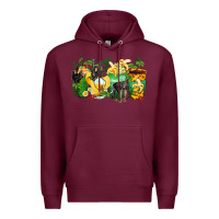 Burgundy monkey coffee cups Premium Hoodie - Zillion Design Studio