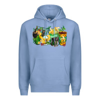 Colony Blue monkey coffee cups Premium Hoodie - Zillion Design Studio