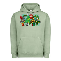 Pigment Oil Green christmas trees with tennis Urban Hoodie - Zillion Design Studio