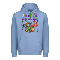 Colony Blue Happy Mardi Gras Fleur De Lis King Cake Crawfish Premium Hoodie - RanaPortraitStore