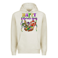 Oatmeal Heather Happy Mardi Gras Fleur De Lis King Cake Crawfish Premium Hoodie - RanaPortraitStore