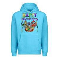 Ocean Blue Happy Mardi Gras Fleur De Lis King Cake Crawfish Premium Hoodie - RanaPortraitStore