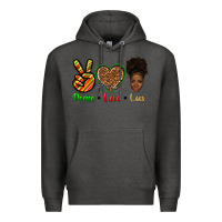 Charcoal Heather peace love locs Premium Hoodie - texasbilliewilder