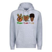 Heather Grey peace love locs Premium Hoodie - texasbilliewilder